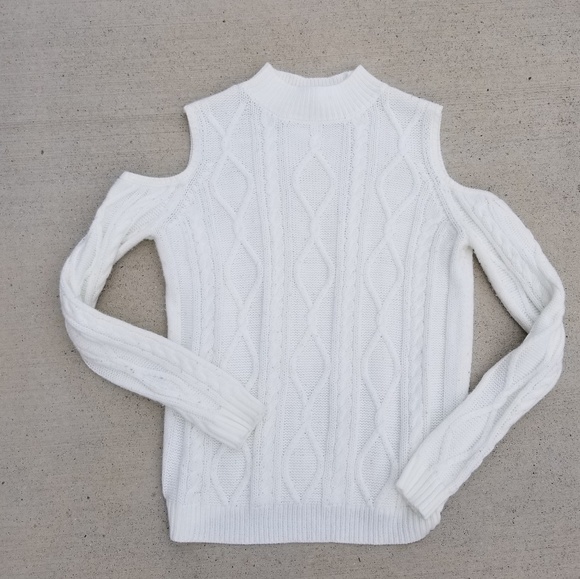 Cloud Chaser Sweaters - Cold shoulder cableknit sweater